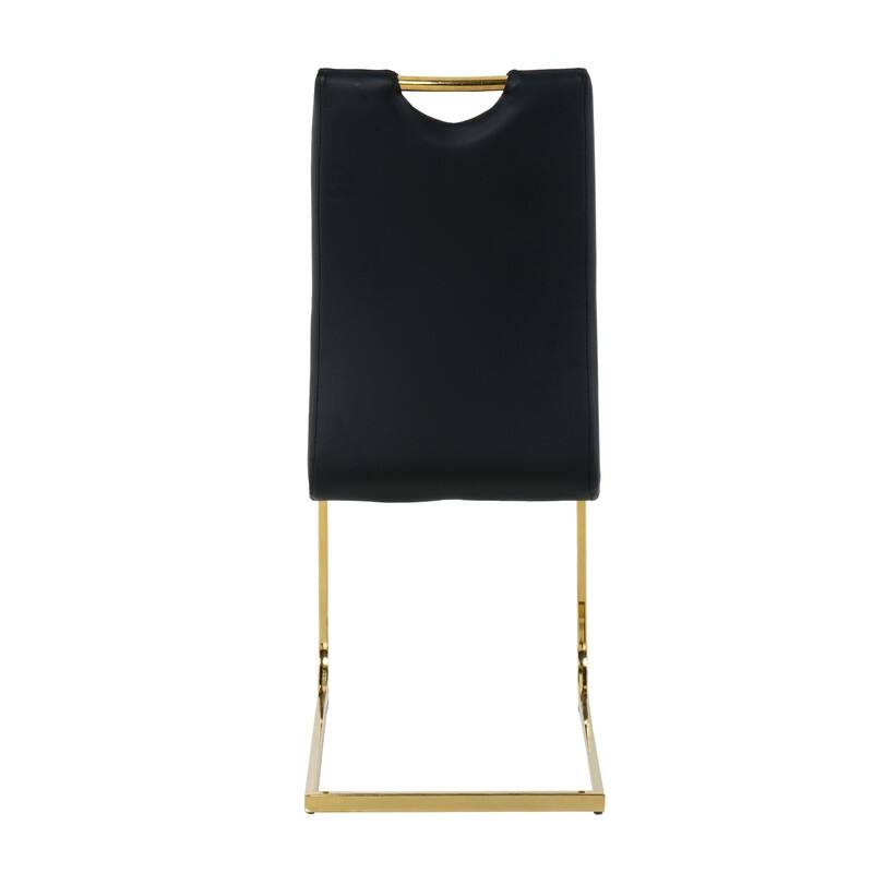 Modern Dining Room Chairs with Faux Leather Padded Seat and Golden Metal Legs（Set of 4）