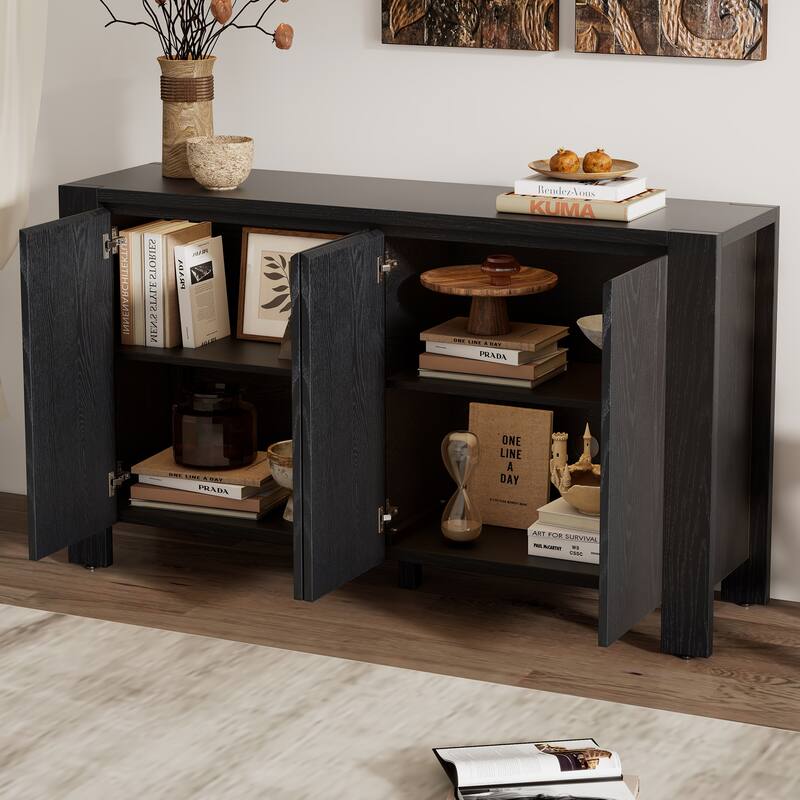 4-door Storage Cabinet Sideboard Buffet Cabinet TV Cabinet Console Table - Black