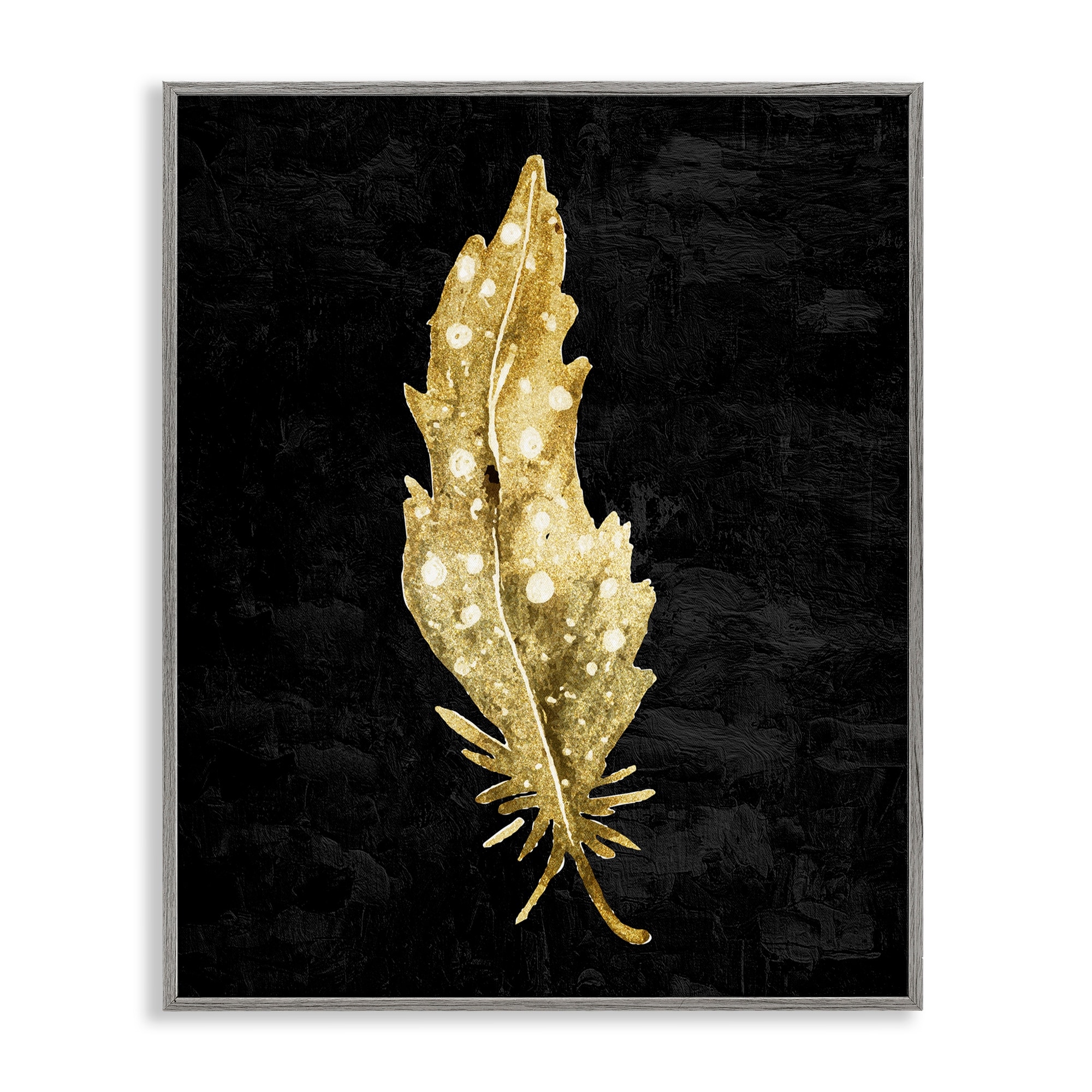 Stupell Feather On Black Framed Giclee Art Design By Kim Allen
