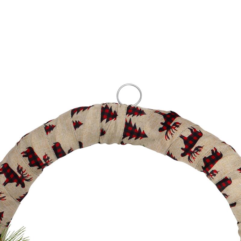Burlap Wrapped Artificial Christmas Wreath - 24-Inch Unlit - 24"