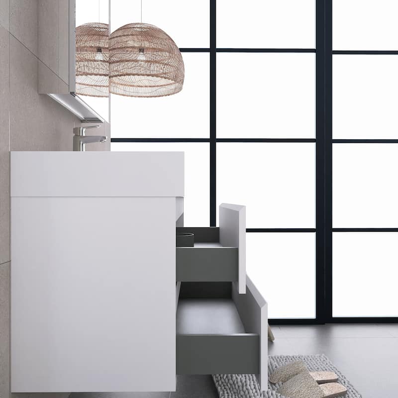 Floating Bathroom Vanity with Solid Surface Top