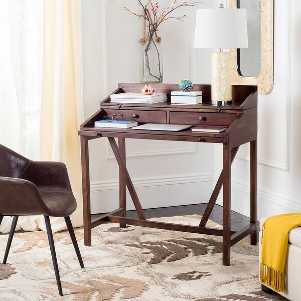 slide 2 of 4, SAFAVIEH Derby Dark Walnut Writing Desk