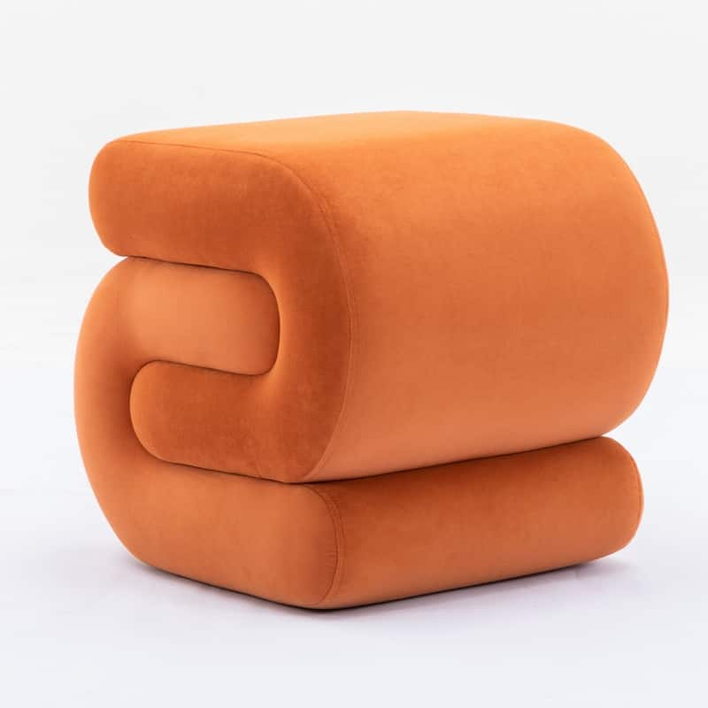 Velvet Fabric S-shape Ottoman Makeup Stool Footstool