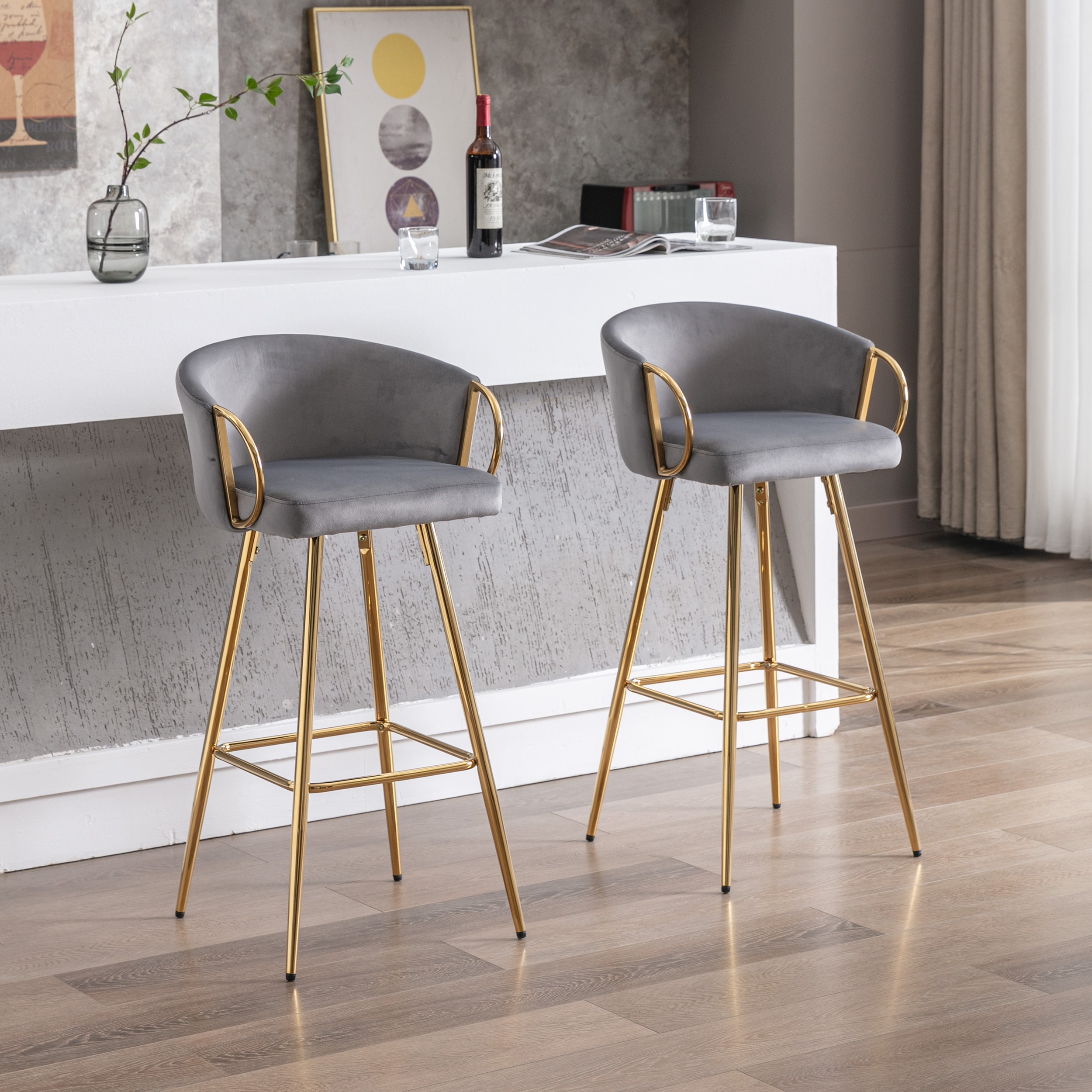 High back hotsell fabric bar stools
