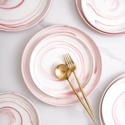 Stone Lain Brighton Round Body Marble Porcelain Dinnerware Set