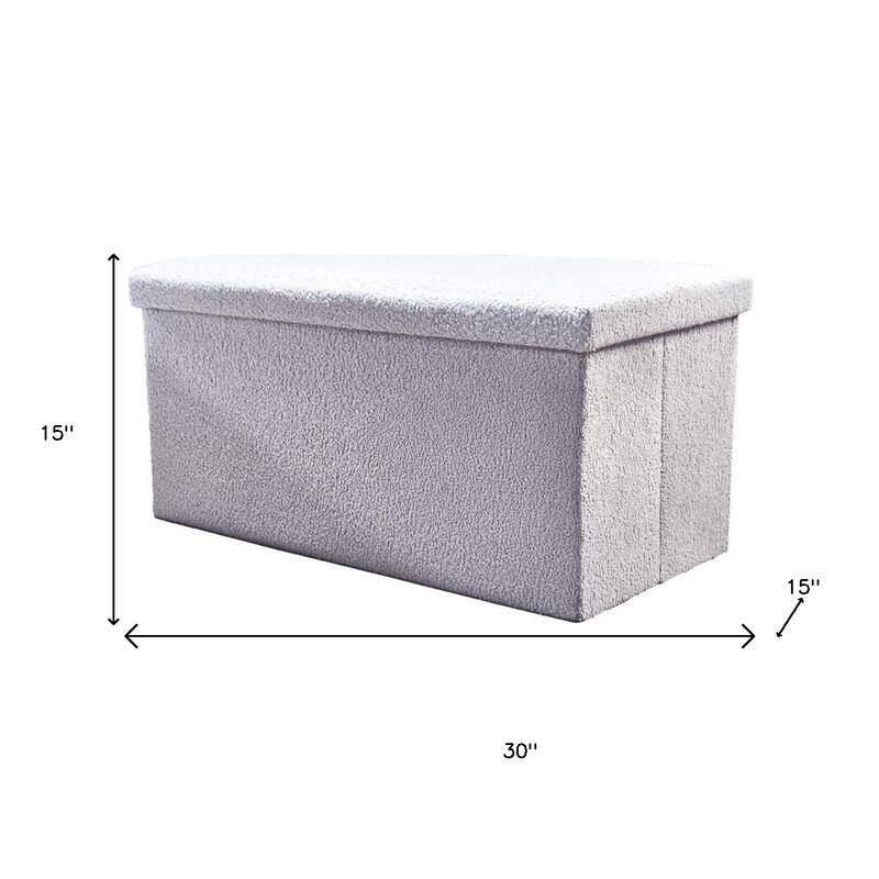 HomeRoots 30" White Boucle Storage Ottoman