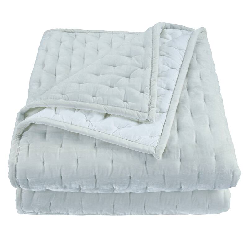 HiEnd Accents Stella Solid Color Faux Silk Velvet Romantic Modern Rustic 3 Piece Quilt Set with Pillow Shams