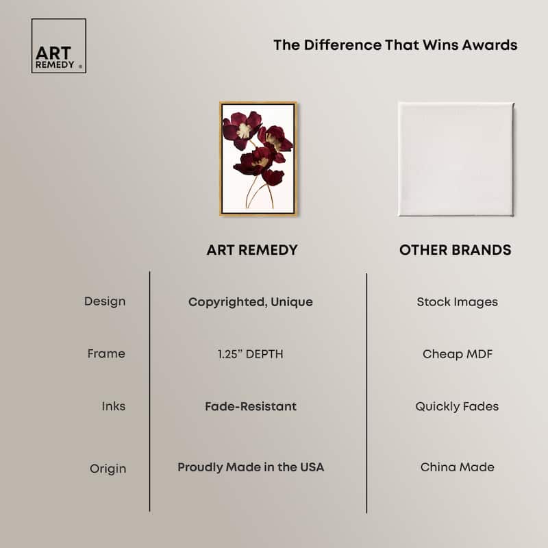 Art Remedy Wine Flowers Framed Floral Fine 1 Piece Canvas Wall Art