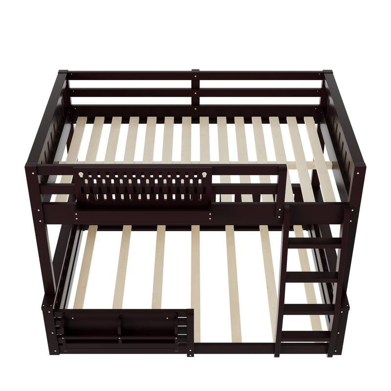 Wooden Bunk Bed of 3 Kinds Size with Pegboard, Bookshelf and Guardrails, Detachable Bunk Bed Convertible 2 Platform Beds