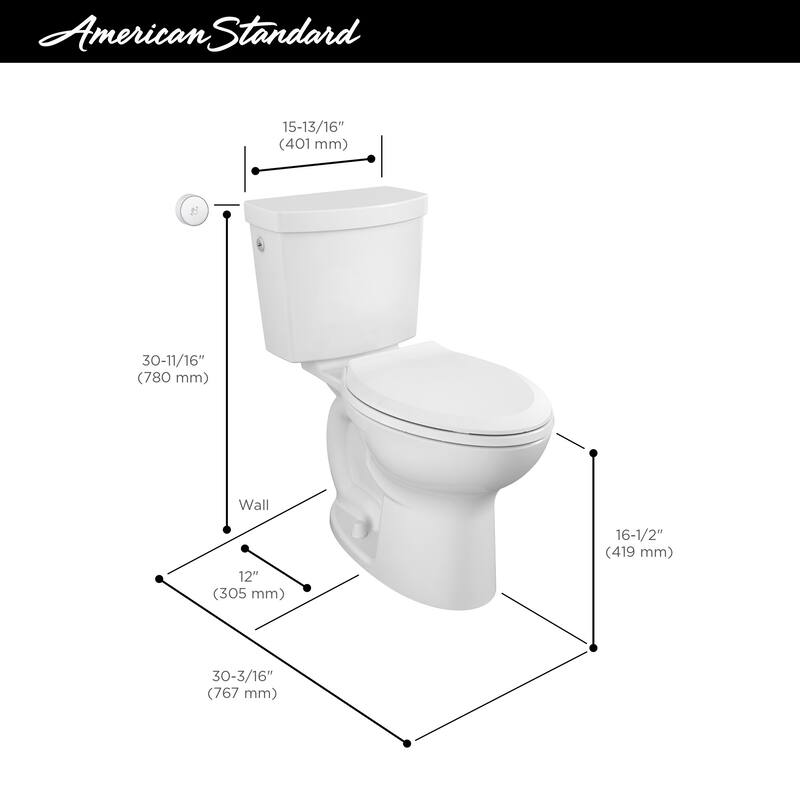 American Standard Cadet Elongated Chair Height Toilet Bowl Only - Less