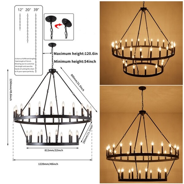 Round black farmhouse chandelier 2025