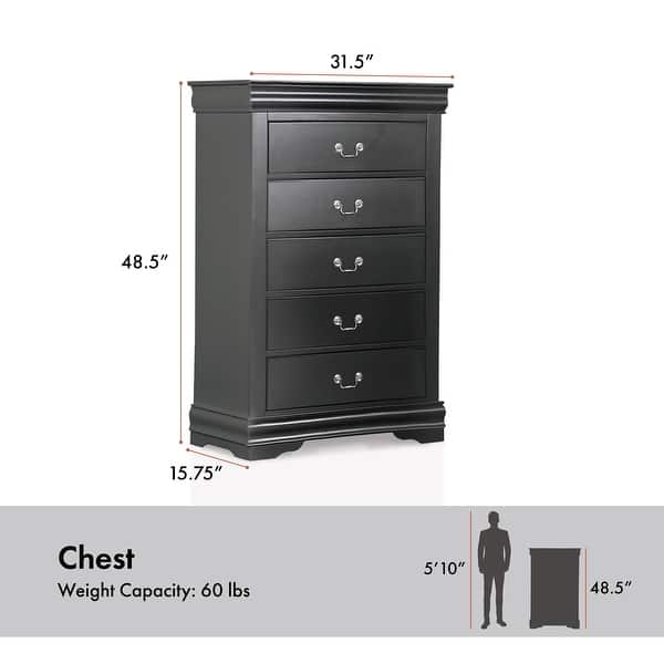 dimension image slide 2 of 3, Furniture of America Devi Traditional Solid Wood 6-Piece Sleigh Bedroom Set