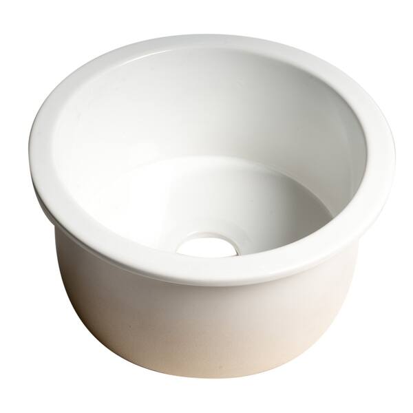 slide 1 of 5, White Round 18" x 18" Undermount / Drop In Fireclay Prep Sink