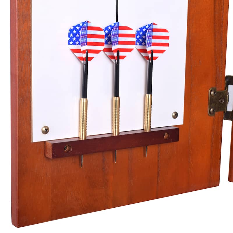 Hathaway Centerpoint Bristle Dartboard and Solid Wood Cabinet - Dark Cherry Finish