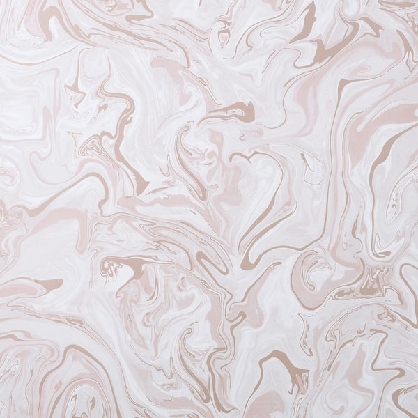 slide 2 of 6, InHome Blush Marble Swirl Peel & Stick Wallpaper