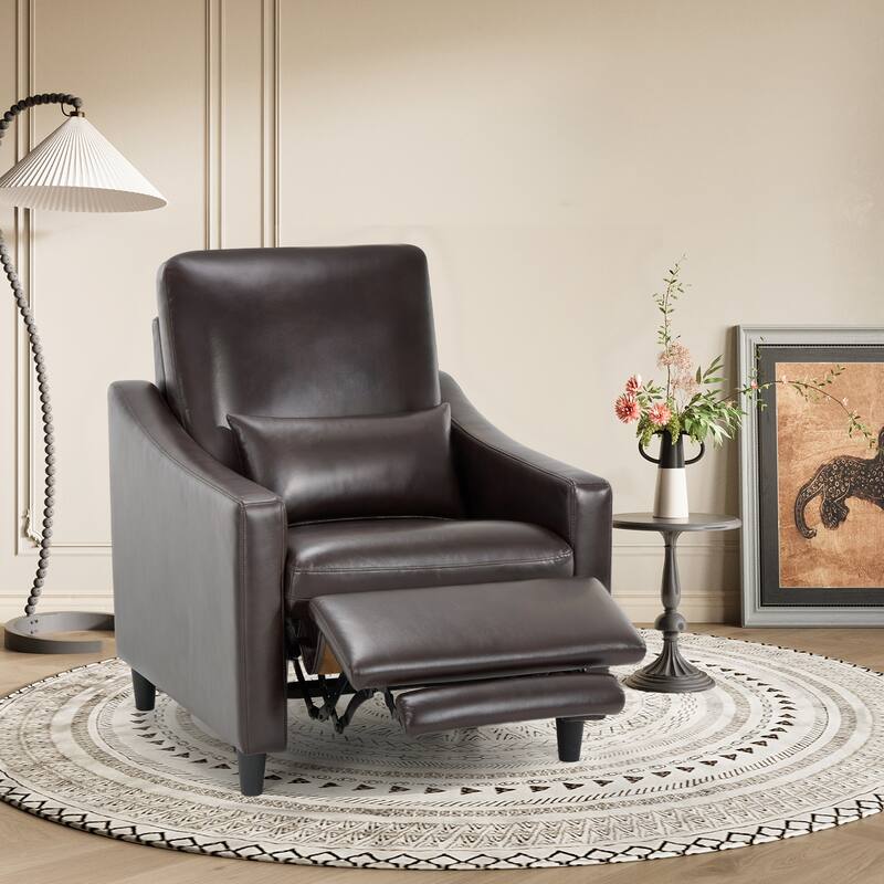 Electric Pushback Recliner with Leather Upholstery & Charging Port - Adjustable Recline for Living Room​