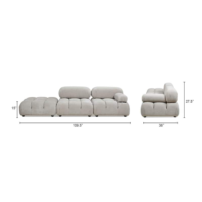 Marcel 109.5" Bubble Modular Modern Chaise Sofa