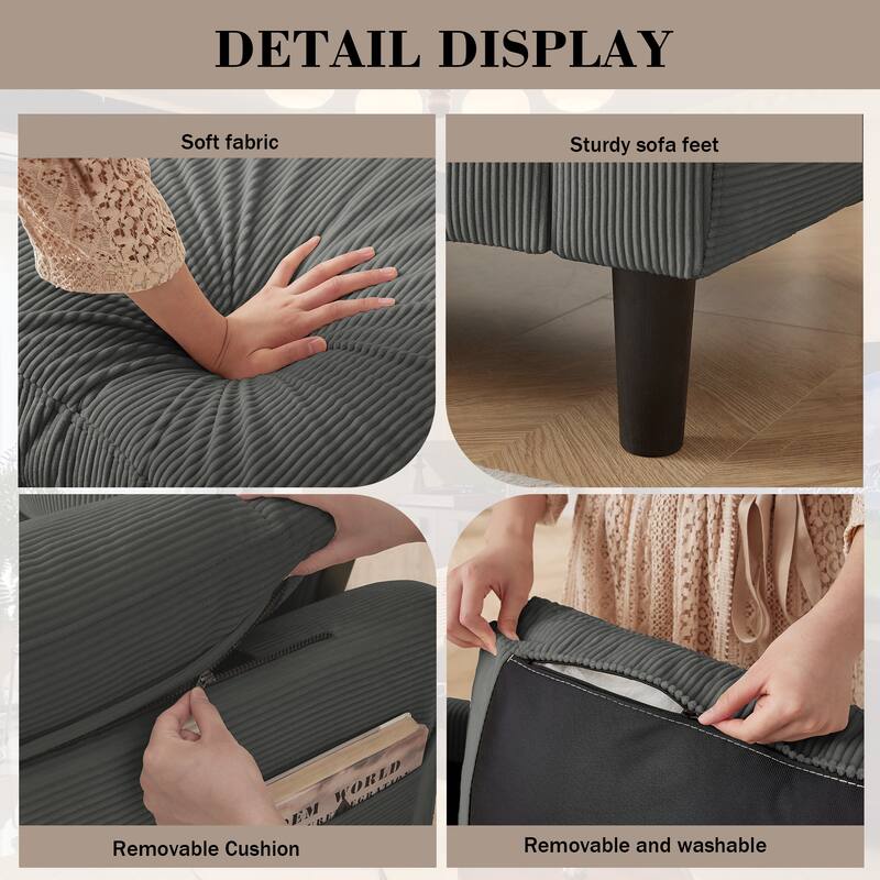 4 Pieces Corduroy Living Room Sets with Sofa, Ottoman and Loveseat