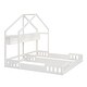 preview thumbnail 5 of 10, Wood Twin Size House Platform Beds with Guardrails and Storage Shelves, Creamy White Finish for Safety and Style