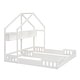 preview thumbnail 4 of 10, Wood Twin Size Platform Beds with Shelves and Guardrail Wooden Frame w/House Shape Headboard, No Box Spring Needed for Children