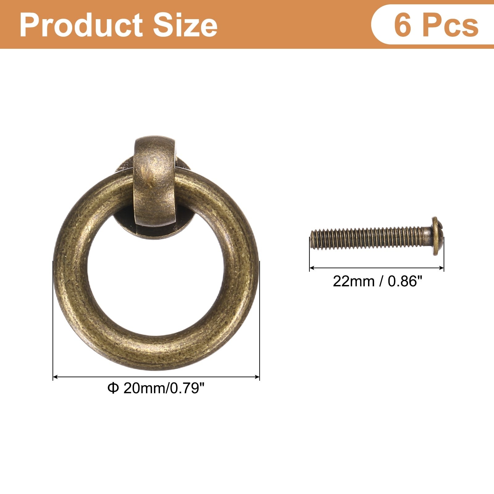 Brass Drawer Pulls and Knob Cupboard Cabinet Drawer Rings Pulls Knob with Screws