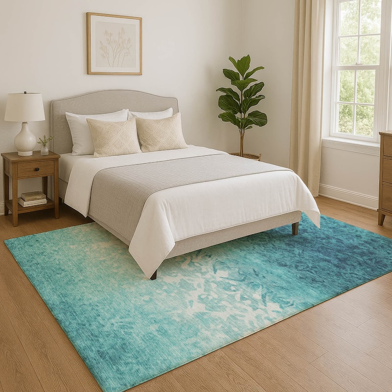Premium Washable Super Soft Modern Ombre Mayfield Rug - Teal - 8' x 10'