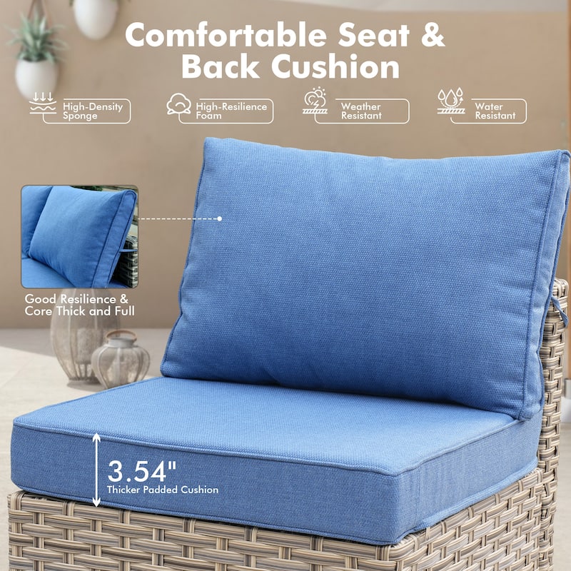 OVIOS 5 Pieces Outdoor Wicker Furniture Set With Solar-Powered Coffee Table