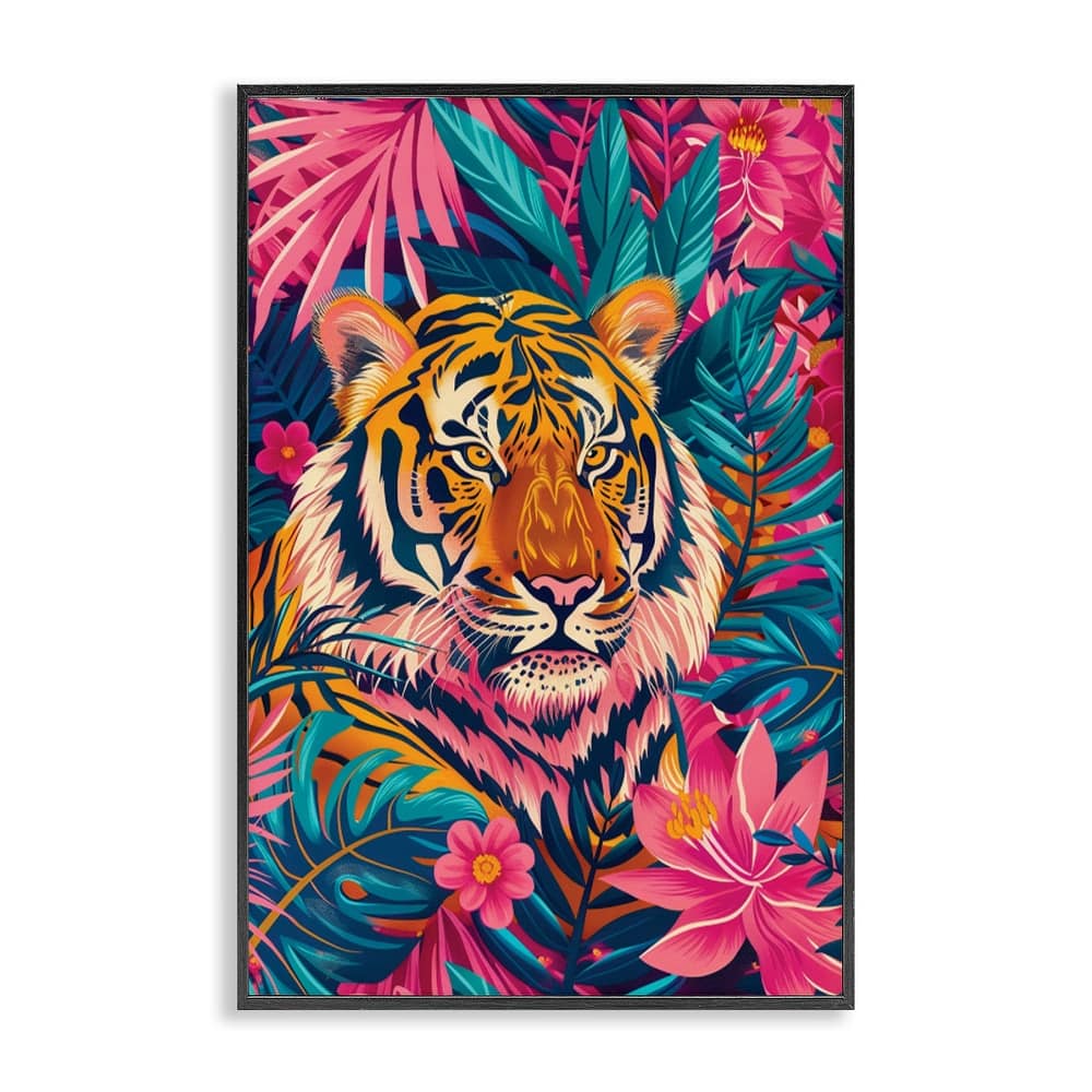 Stupell Tropical Tiger Among Leaves Framed Giclee Art Design By LSR Design Studio