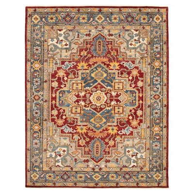 ECARPETGALLERY Hand-knotted Jules Serapi Dark Red Wool Rug - 7'9 x 9'10