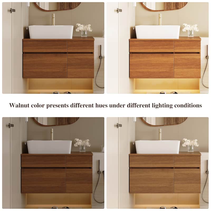 31.5 Inches Floating Single Small Bathroom Vanity with Sink