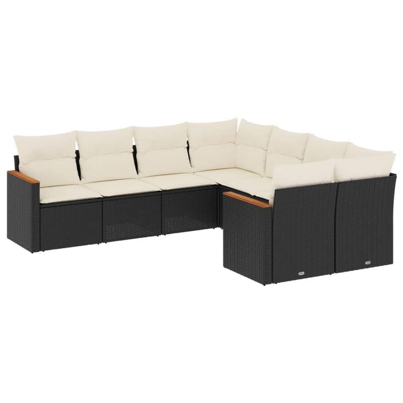 vidaXL Garden Sofa Set Black PE Rattan Medium Removable Covers - 24.4 x 24.4 x 27.2