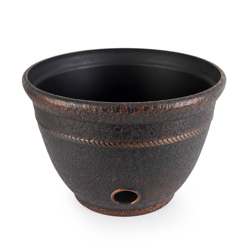Liberty Garden LBG1924 Banded High Density Resin Hose Holder Pot with Drainage