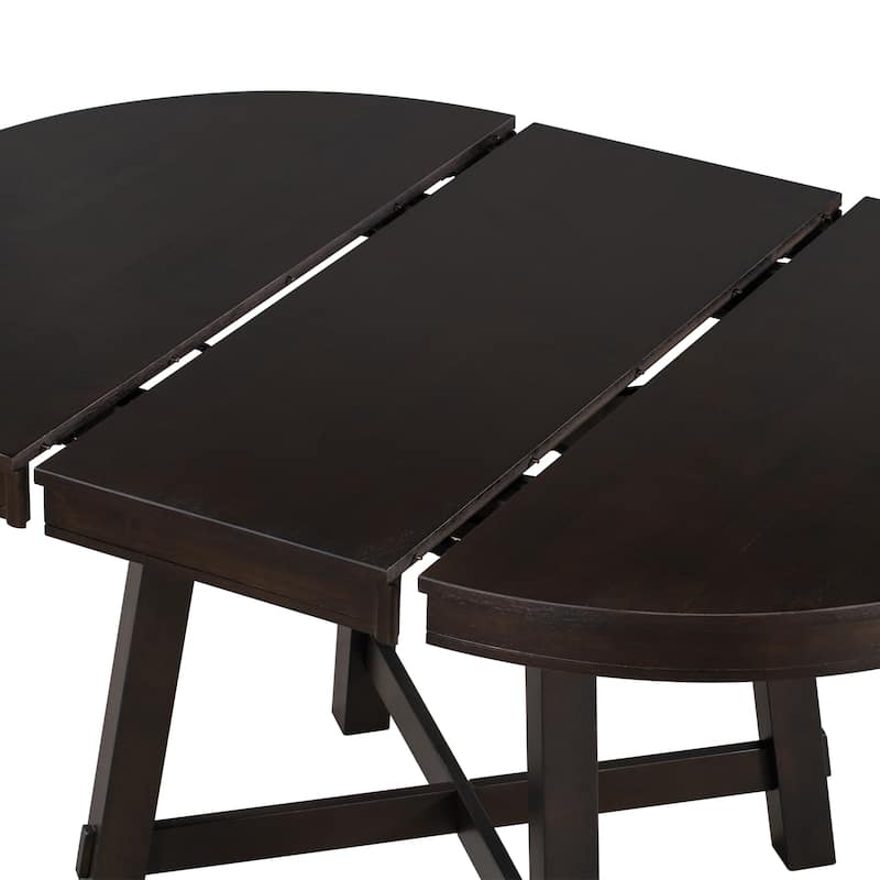 Round Extendable Dining Table With 16" Leaf Kitchen Table End Table Coffee Working Desk Solid Wood Dining Room Table