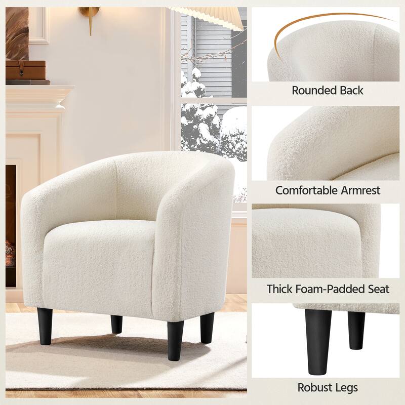 Yaheetech Club Chair Accent Barrel Chair Upholstered Arm Chair