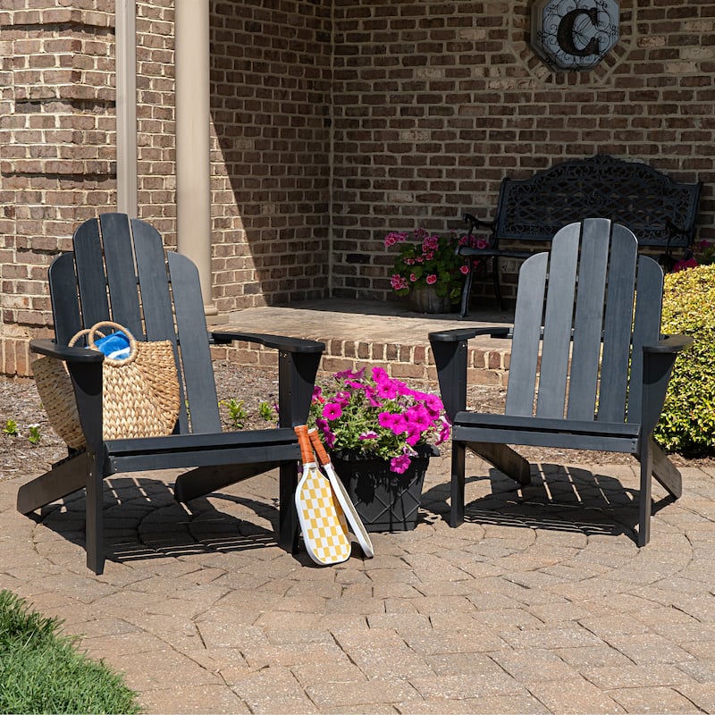 Gavil Black Acacia Wood Adirondack Chair (Set of 2)