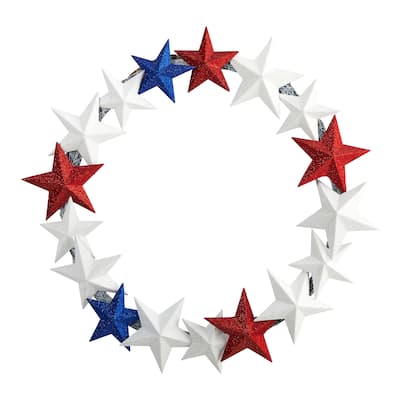 21" Americana Wreath with Stars Red White and Blue - 44 x 28