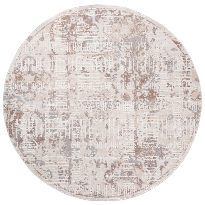 SAFAVIEH Sydney Saudina Modern Abstract Rug - 6'6" Round - Beige/Brown Grey