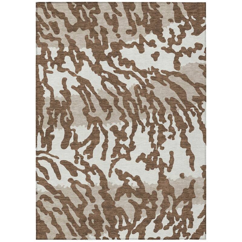 Machine Washable Indoor/ Outdoor Chantille Abstract Animal Print Rug