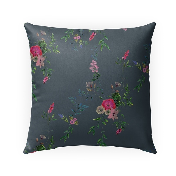 FLORAL DARK GREY Indoor-Outdoor Pillow By Anne Cote. Opens flyout.