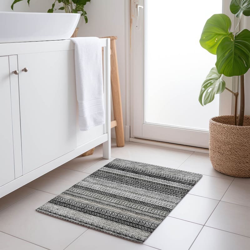 Machine Washable Indoor/ Outdoor Chantille Moroccan Stripes Rug
