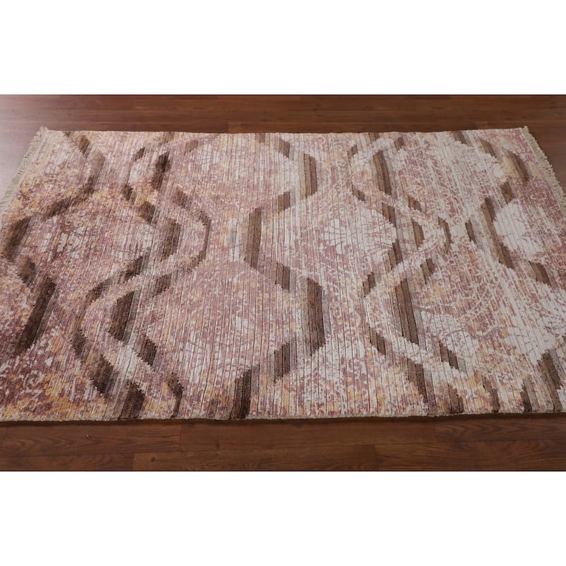 Abstract Modern Rug Hand-Knotted Wool Carpet - 3'10"x 6'0"