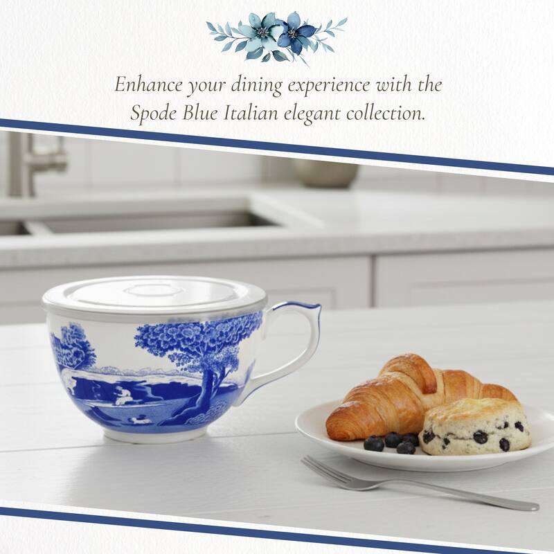 Spode Blue Italian Jumbo Cup with Lid - 20 oz