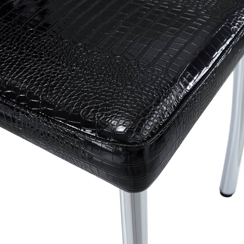 Set of 4, Retro alligator skin Upholstered dining chairs with Crystal buckle design and Faux Leather design