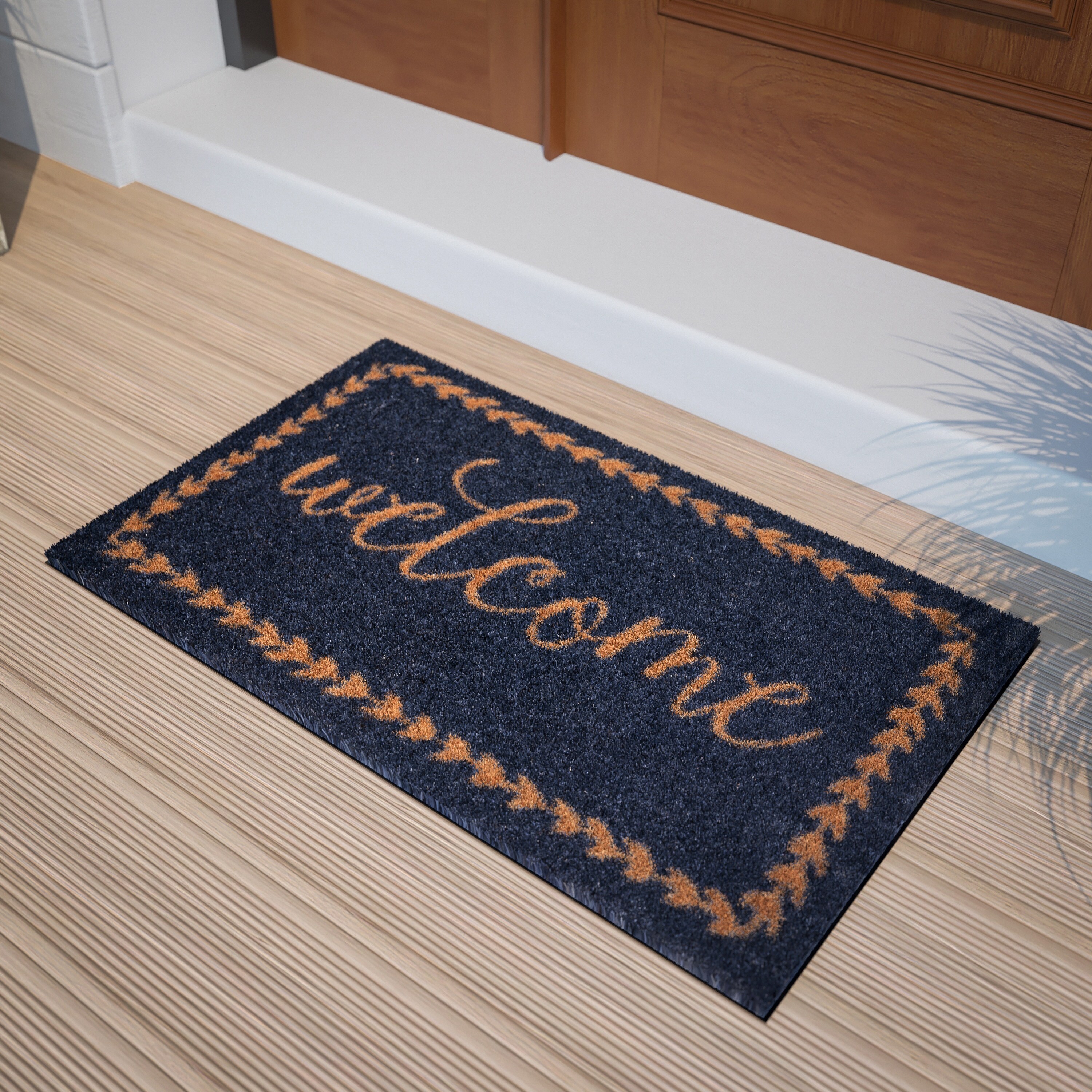 Mascot Hardware Coco Coir Home Entrance Door Mat 28 x 18-in. Home Sweet Home Welcome Mat - Heavy Duty Doormat for Outdoor & Indoor Use Beige