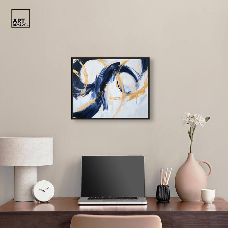 Navy and Gold Rings I Canvas by Art Remedy
