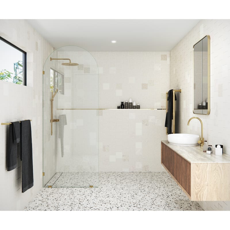 Glass Warehouse 34" x 86.75" Frameless Shower Door - Arched Single Fixed Panel