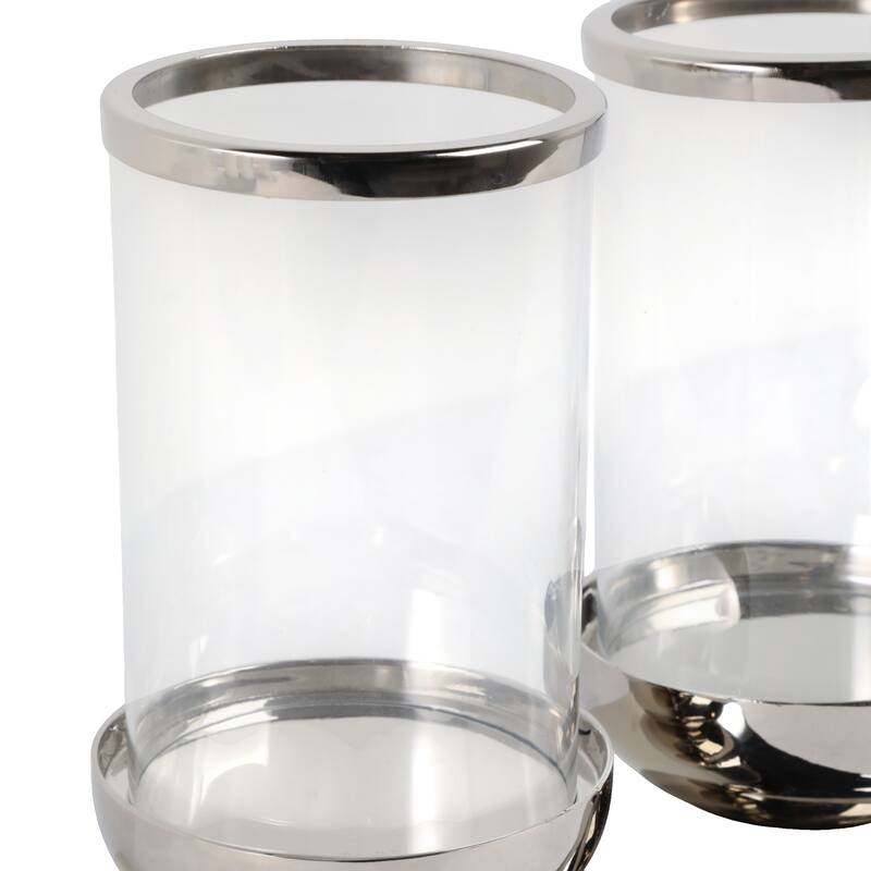 Candle Holder - Silver Metal 3-Candle Centerpiece, 16" - 16.0"