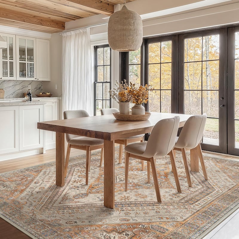 Mcow Everyday Comfort Neutral Low Pile Washable Non-Slip Area Rug