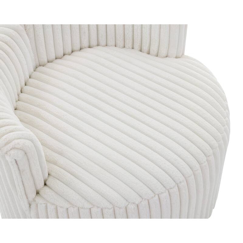 Off White 35" Corduroy Barrel Chair