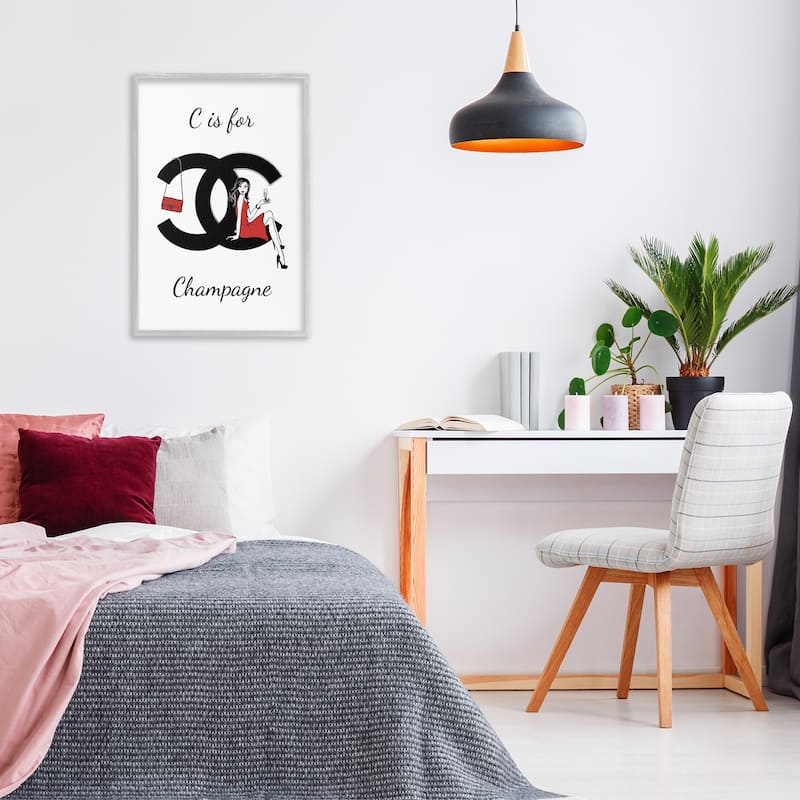 Stupell Glam C Is For Champagne Framed Giclee Art Design By Martina Pavlova